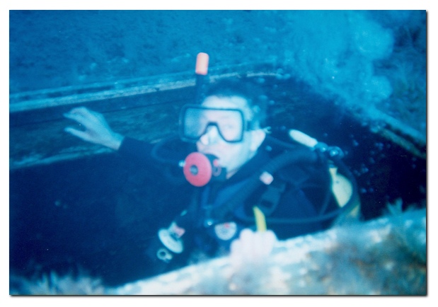Roy Squires exiting one of Zenobia's hatches